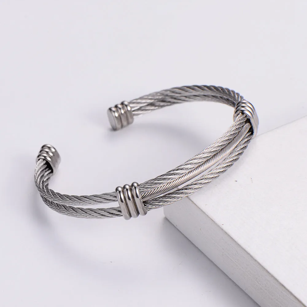 Rustic Women Metal Star Titanium Steel Electroplating Bangles