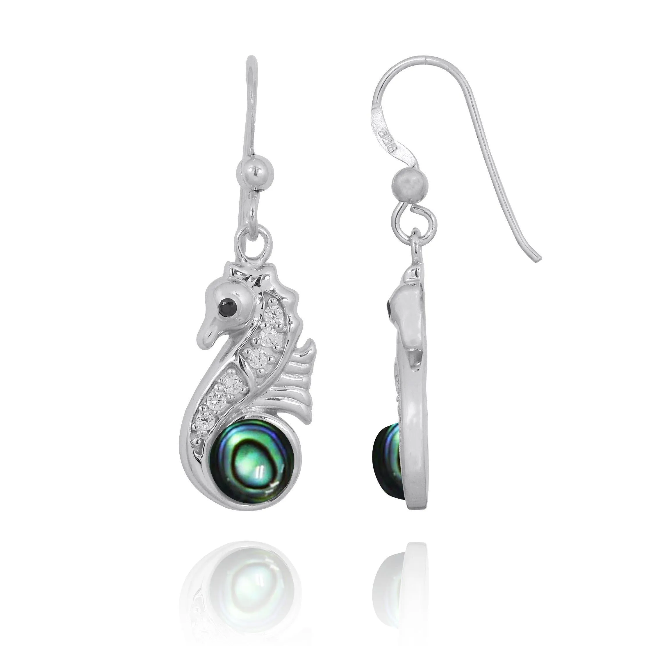 Seahorse Earrings with Abalone Shell - Miami