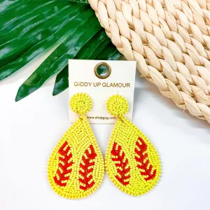 Seed Bead Teardrop Softball Earrings