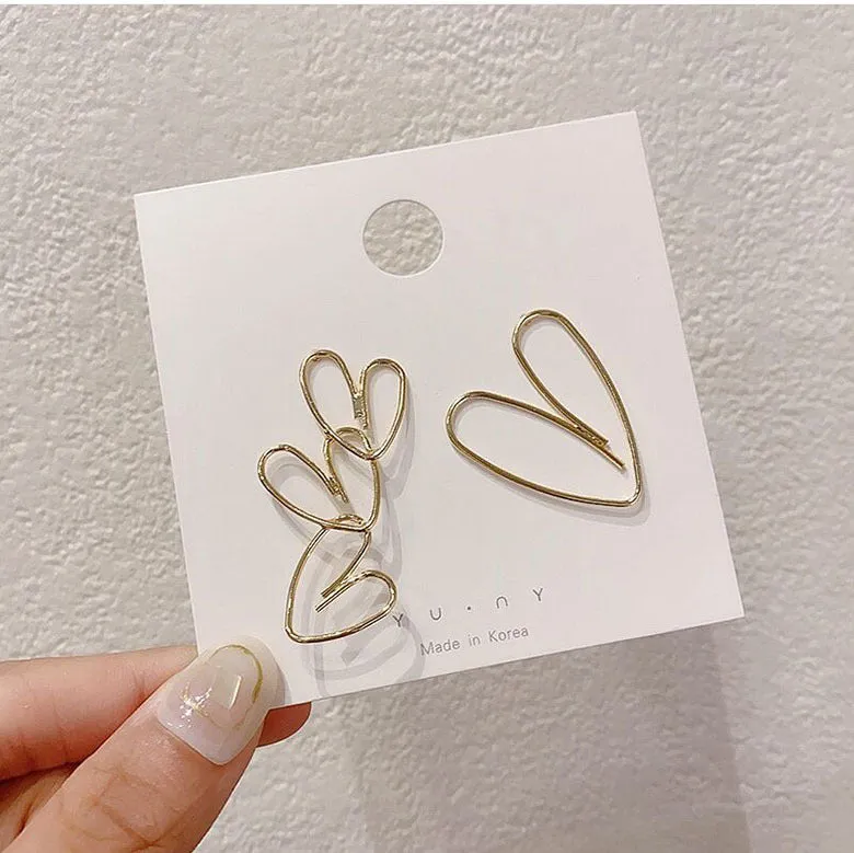 Shape Simple Metal Heart Hollow Earrings