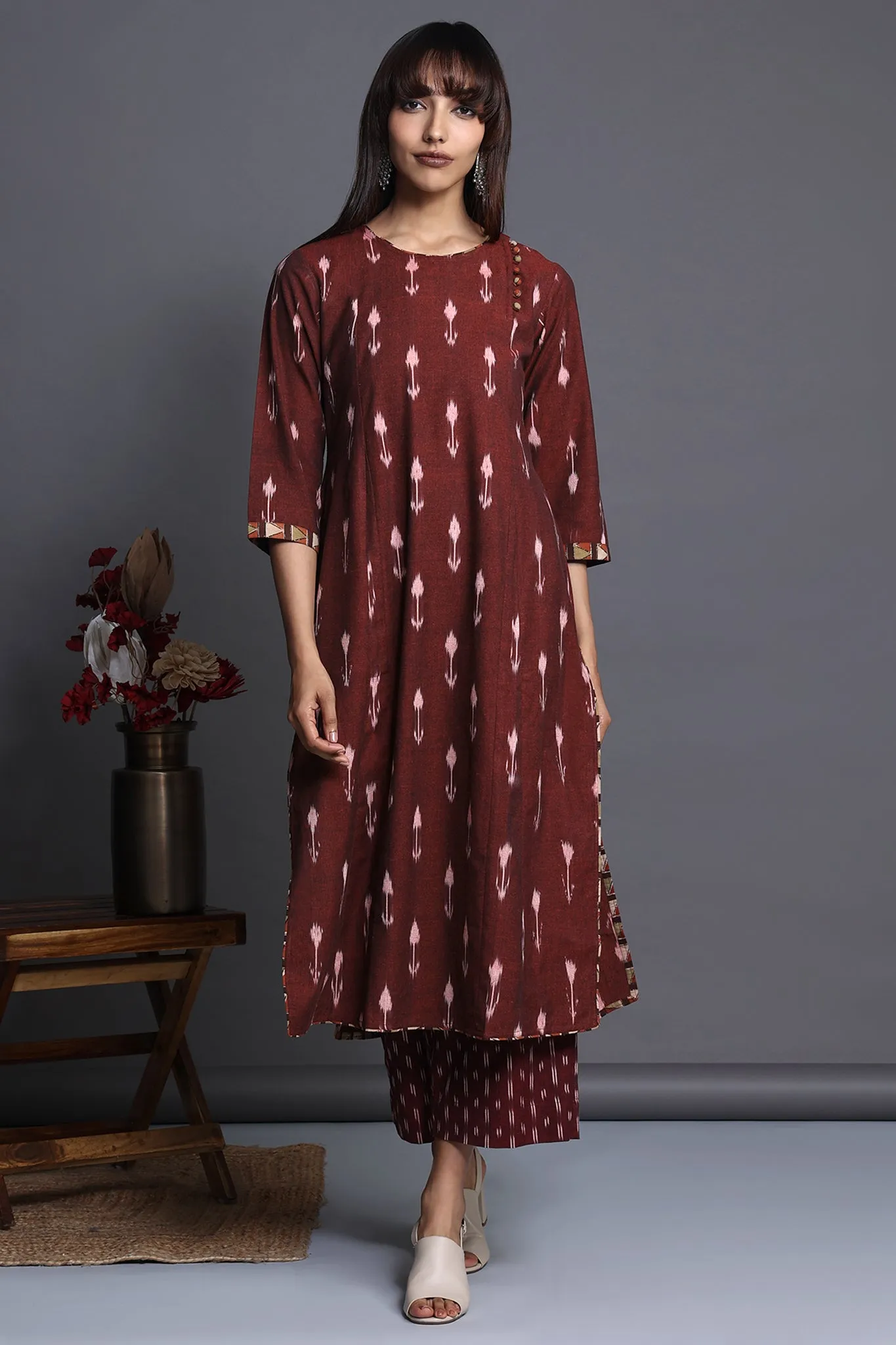 side potli long kurta with slit - sienna sway & rustic charm