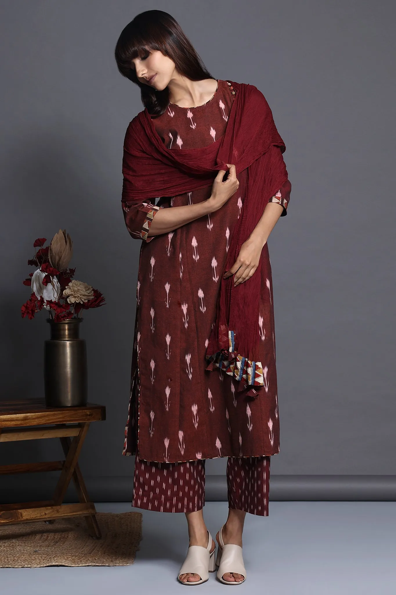 side potli long kurta with slit - sienna sway & rustic charm