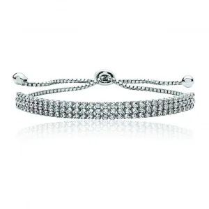 Silver & Co Fine Triple Row Pull Cubic Zirconia Bracelet SBG0027