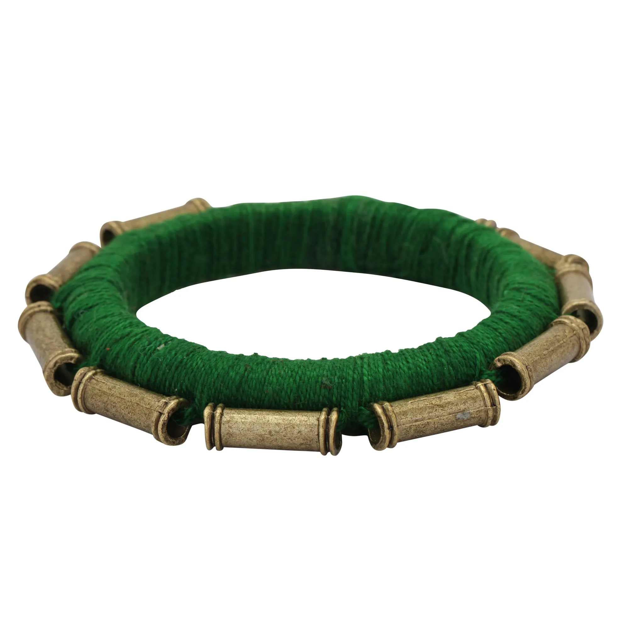 Silver Beaded Green Bangle