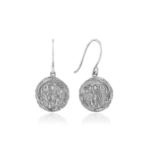 Silver Emblem Hook Earrings