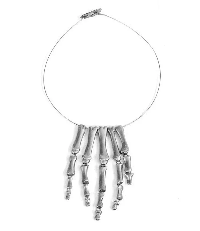 Silver Plated Hand Fingers Necklace