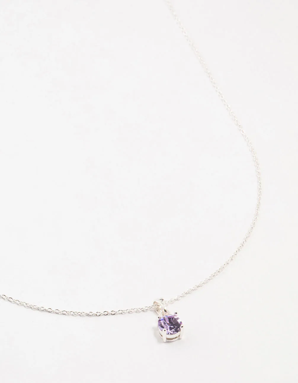 Silver Purple Solitaire Czech Bohemia Crystal Necklace