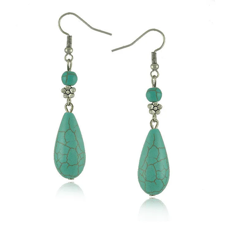 Simple And Elegant Long Turquoise Drop Earrings For Women Jewelry