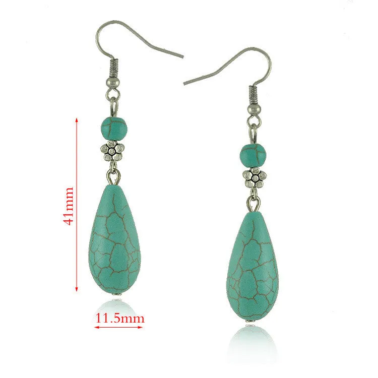 Simple And Elegant Long Turquoise Drop Earrings For Women Jewelry