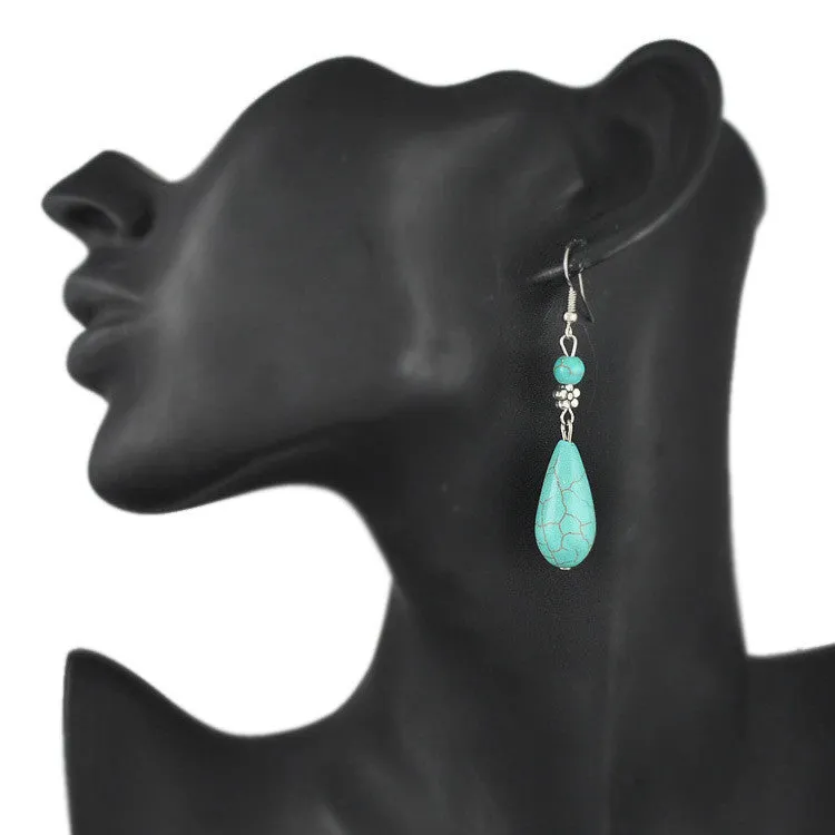 Simple And Elegant Long Turquoise Drop Earrings For Women Jewelry