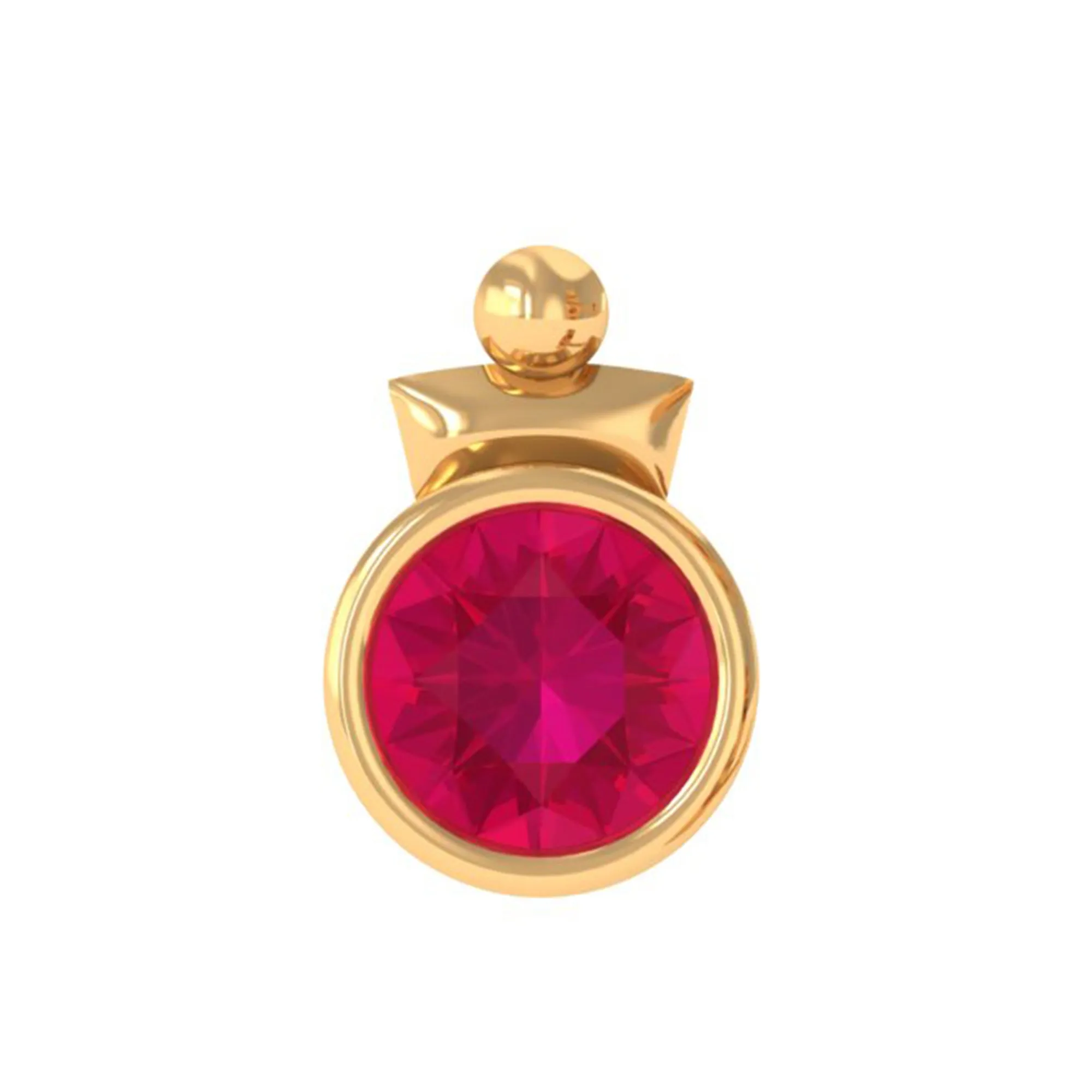 Simple Bezel Set Red Ruby Solitaire Tragus Earring