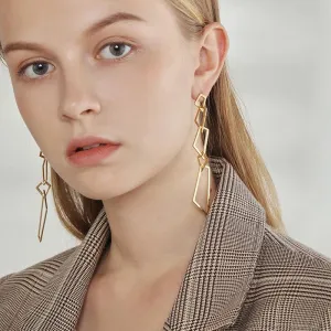 Simple Geometrical  Square Shape Link Earrings