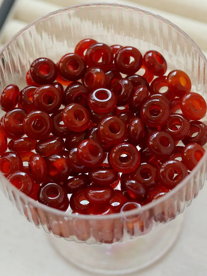 Simple Red Agate Stone Hoops Earrings