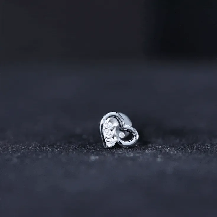 Simple Round Diamond Heart Cartilage Earring