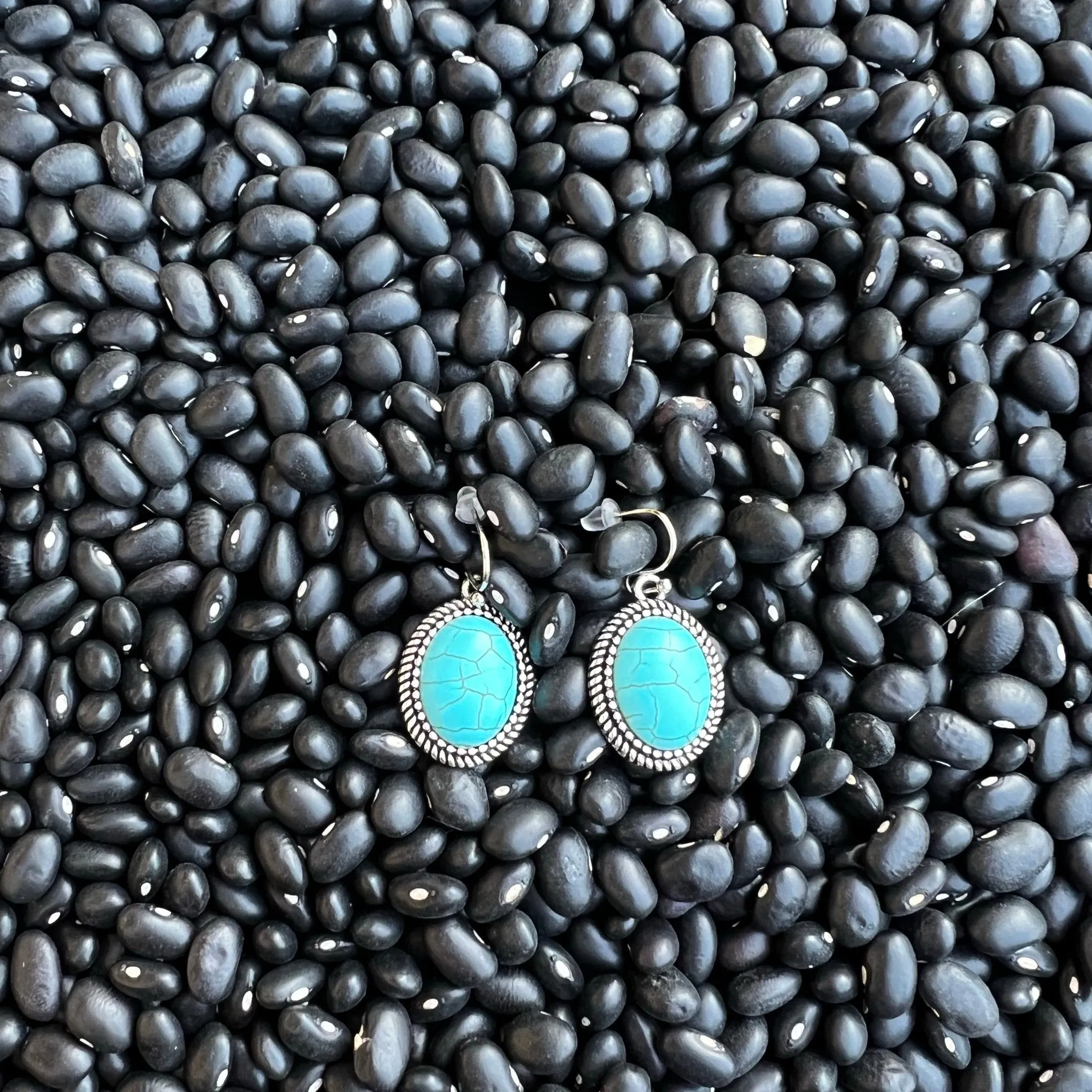 Simple Turquoise Oval Earrings