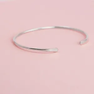 Smooth Thin 14K White Gold Cuff Bracelet