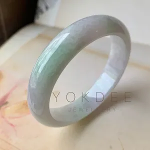 SOLD OUT: 57.6mm A-Grade Natural Lavender & Green Jadeite Modern Round Bangle No.151915