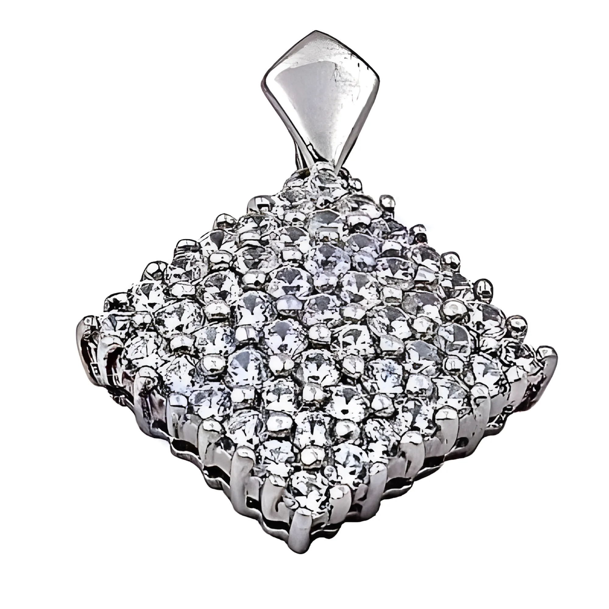 Square Multi Cubic Zirconia Gemstone Silver Pendant - CZ Jewelry