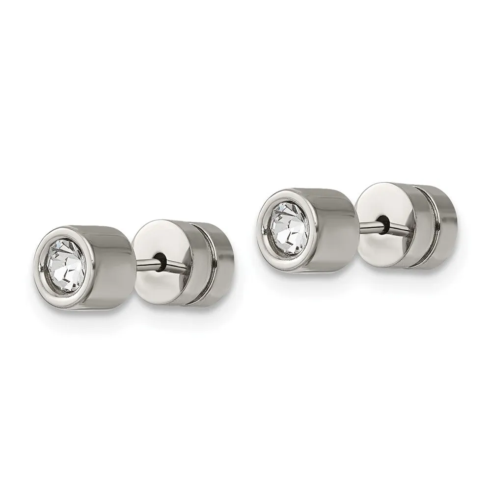 Stainless Steel Cubic Zirconia 5MM Stud Earrings