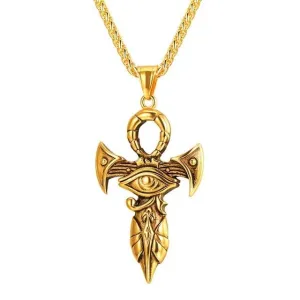 Stainless Steel Eye of Horus Egypt Cross Necklace