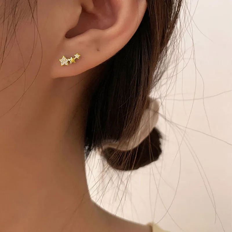 Star Stud Earrings Combination With Simple Design