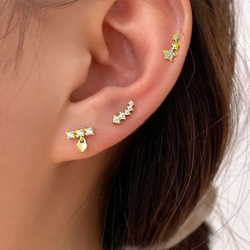 Star Stud Earrings Combination With Simple Design