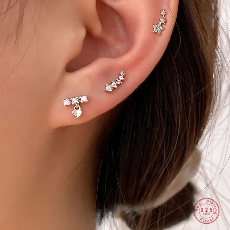 Star Stud Earrings Combination With Simple Design