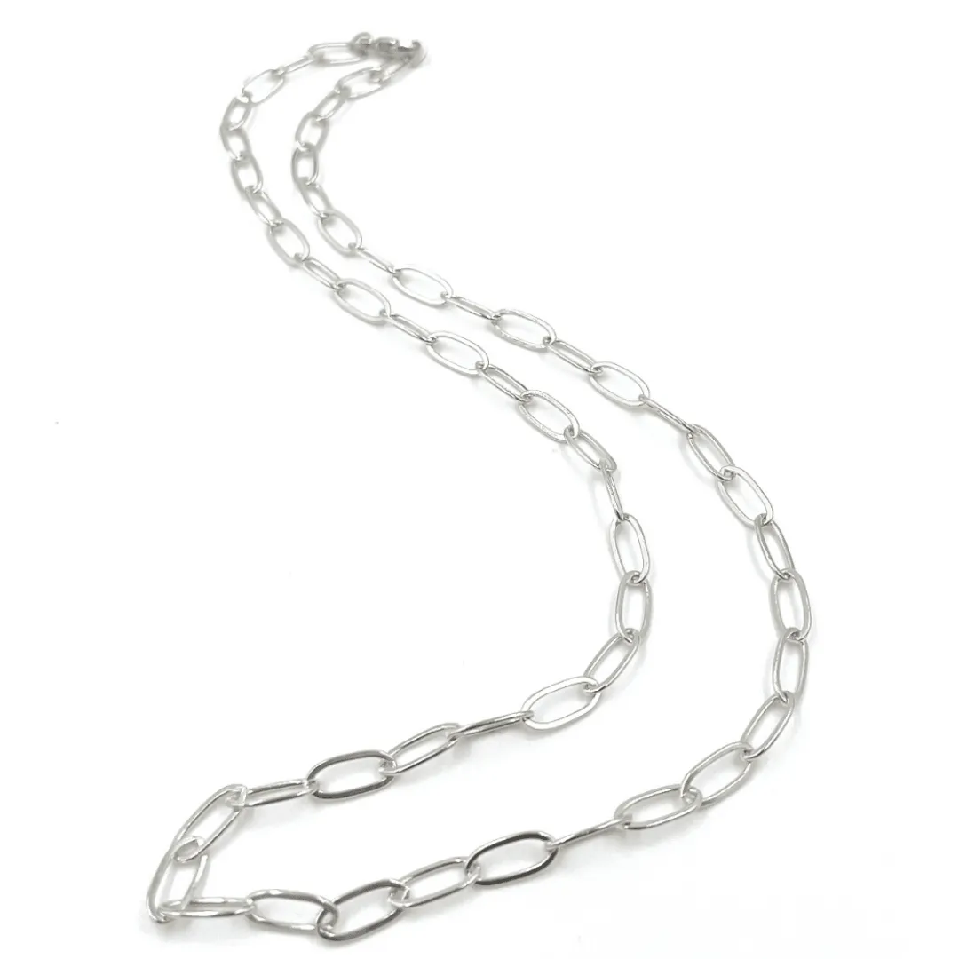 Sterling Silver Paperclip Links Necklace - 16"