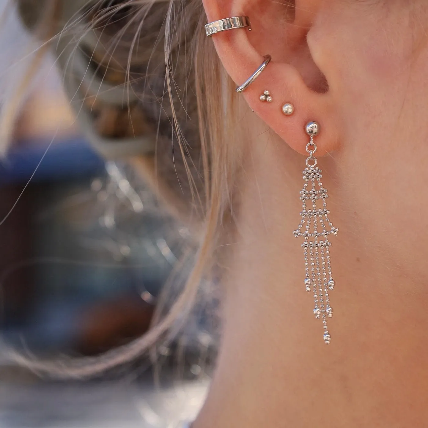 Sterling Silver Simple Woven Earrings