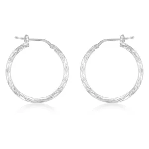 Sterling Silver Twisted 20mm Hoop Earrings