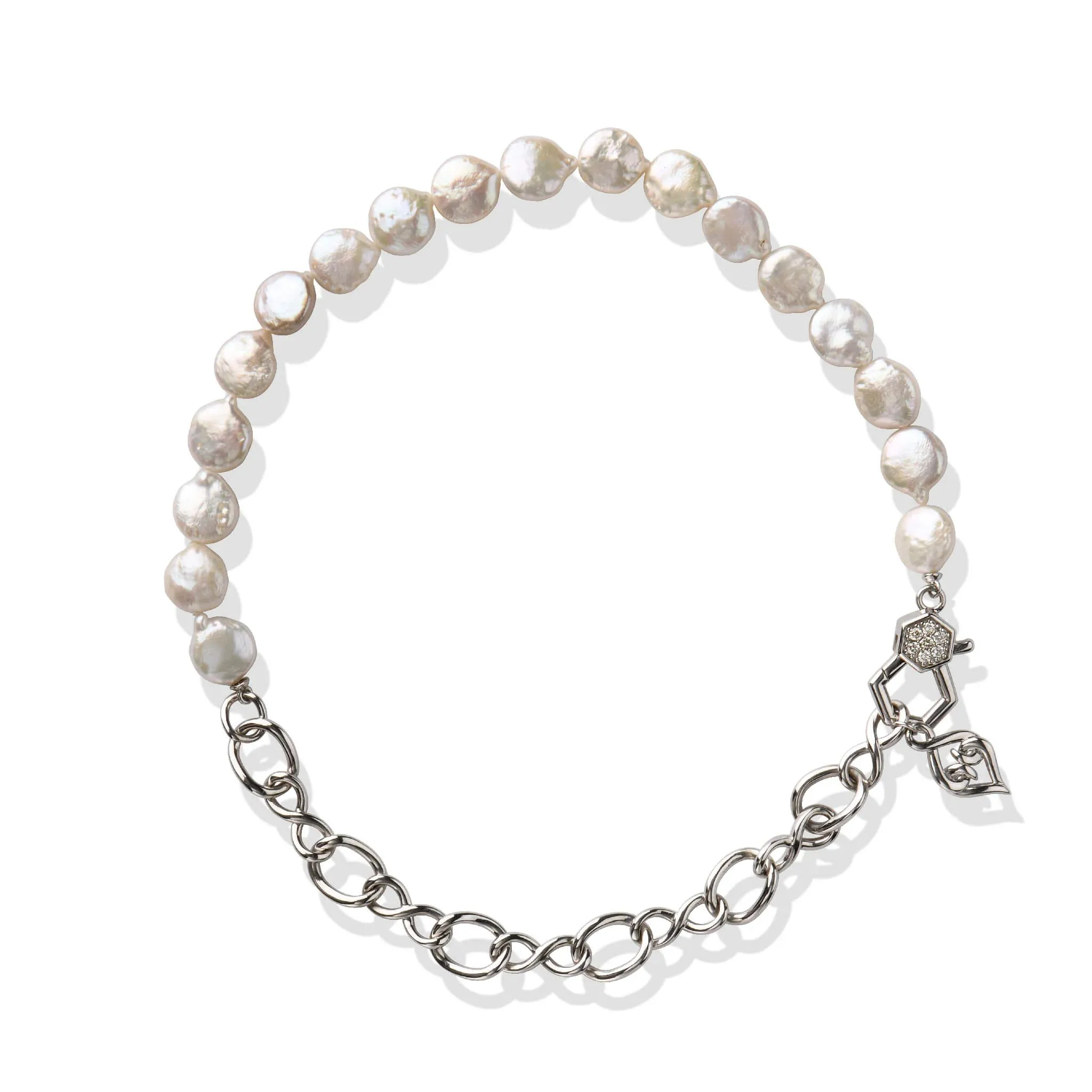 Sterling Silver White Sapphire Pearl Necklace