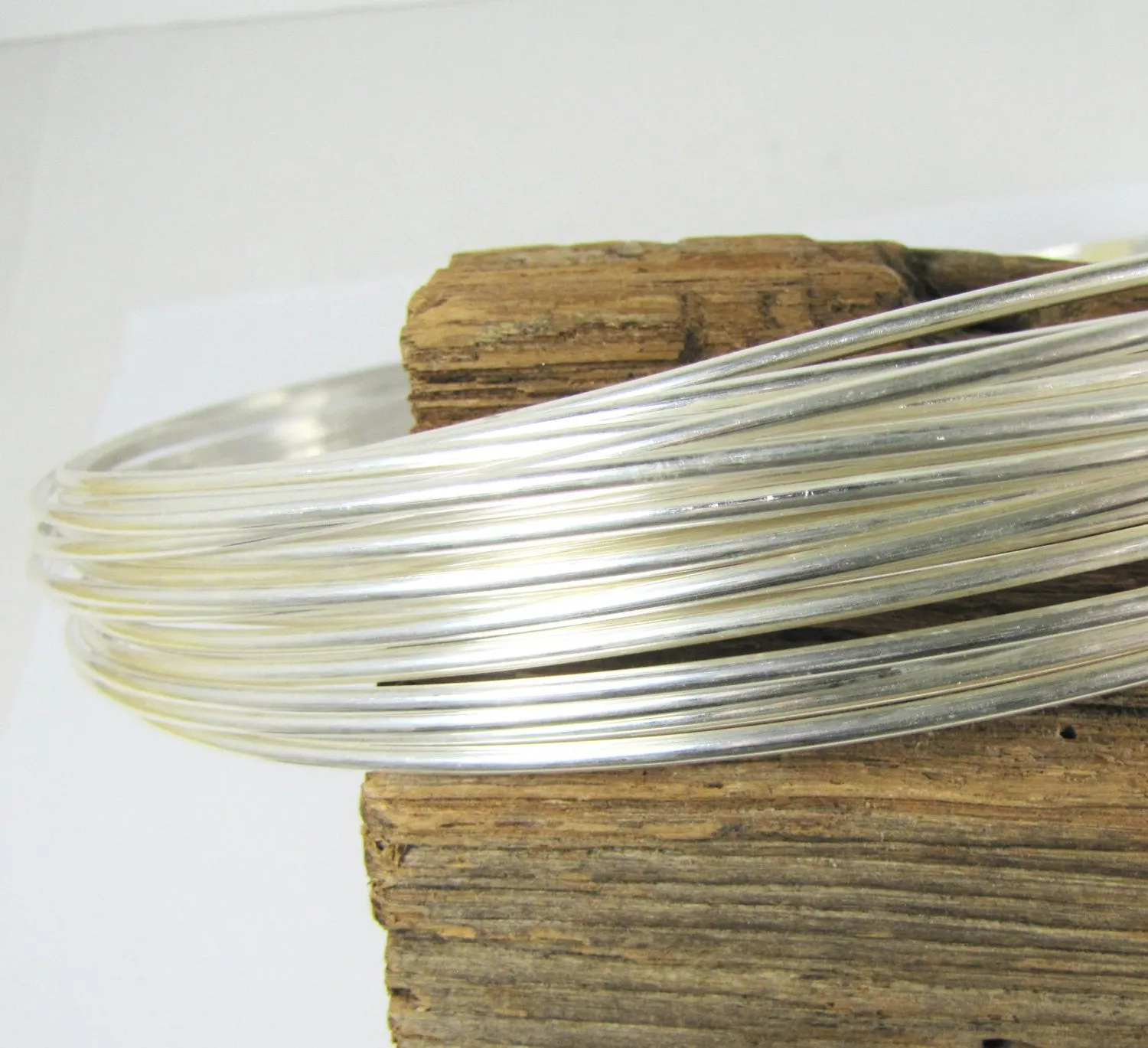 sterling silver wire, 6 ft of 10 gauge, half Round, stack ring wire, bangle wire