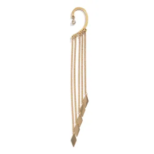 Stylish Geometric Skull Tassel Earrings with Diamond Chain Accent