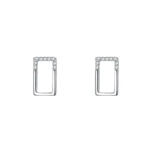 Stylish S925 Sterling Silver Square Earrings with Zircon Gemstone