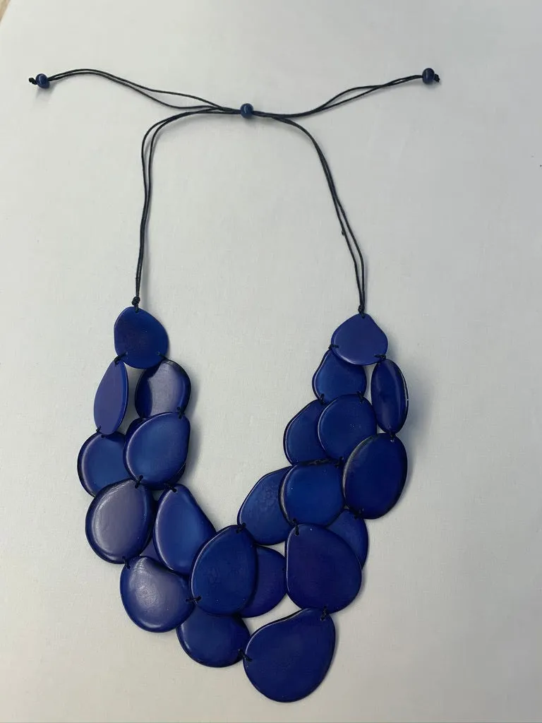 Tagua Organic Fair Trade Necklace in Blue