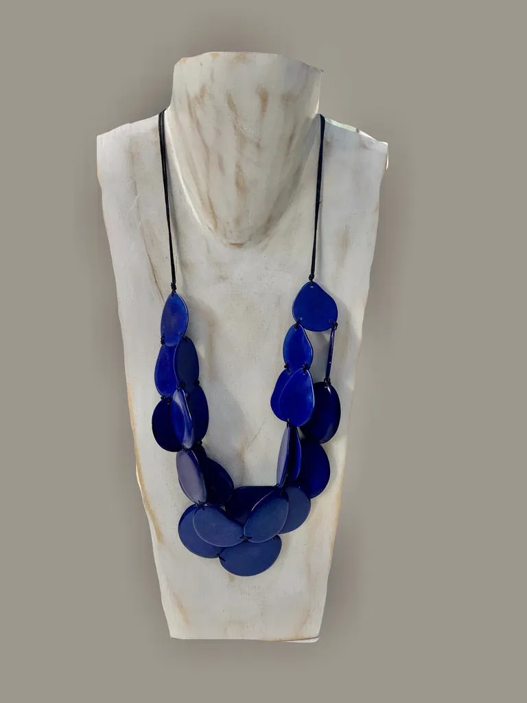 Tagua Organic Fair Trade Necklace in Blue