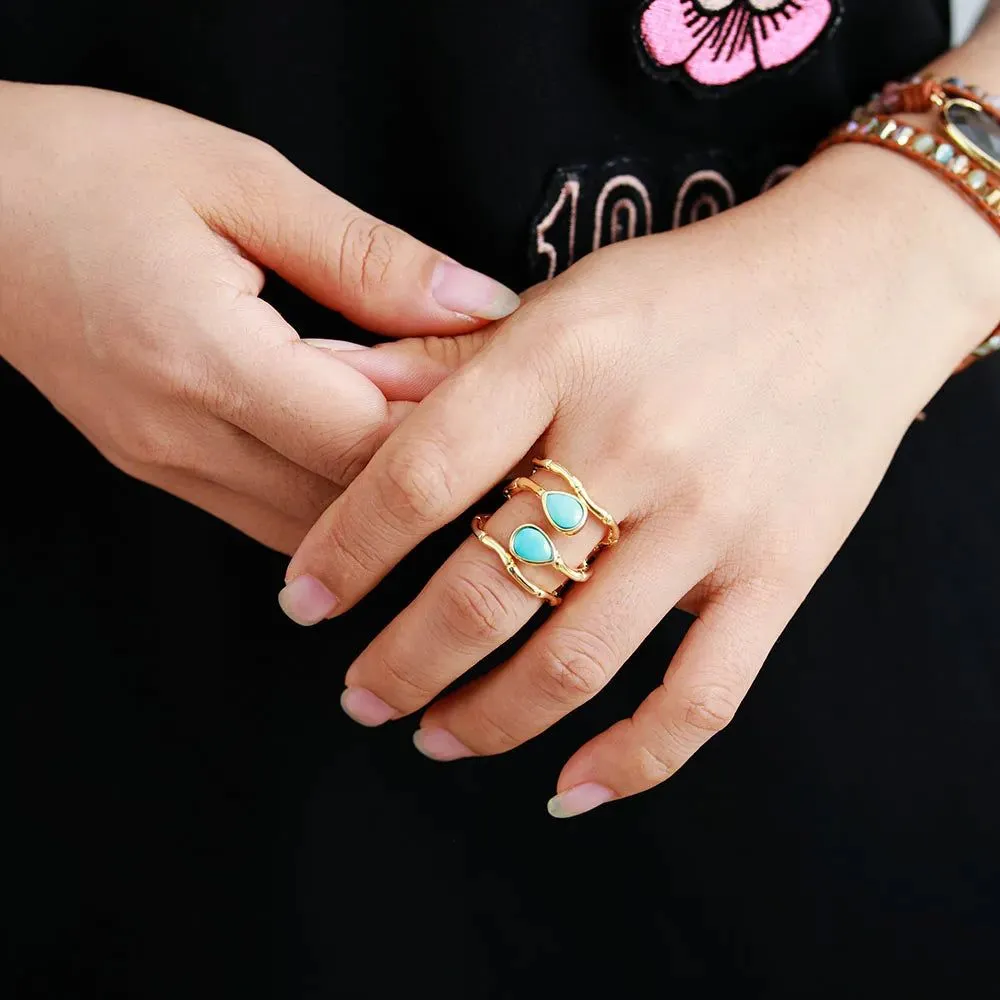 The Gold Plated Turquoises Ring