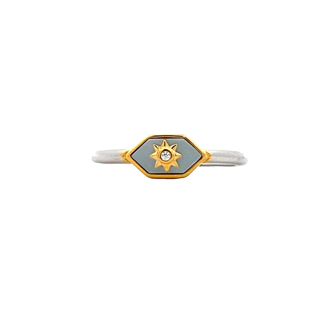 Ti Sento Milano Two-Tone Mother of Pearl Geometric Style Ring