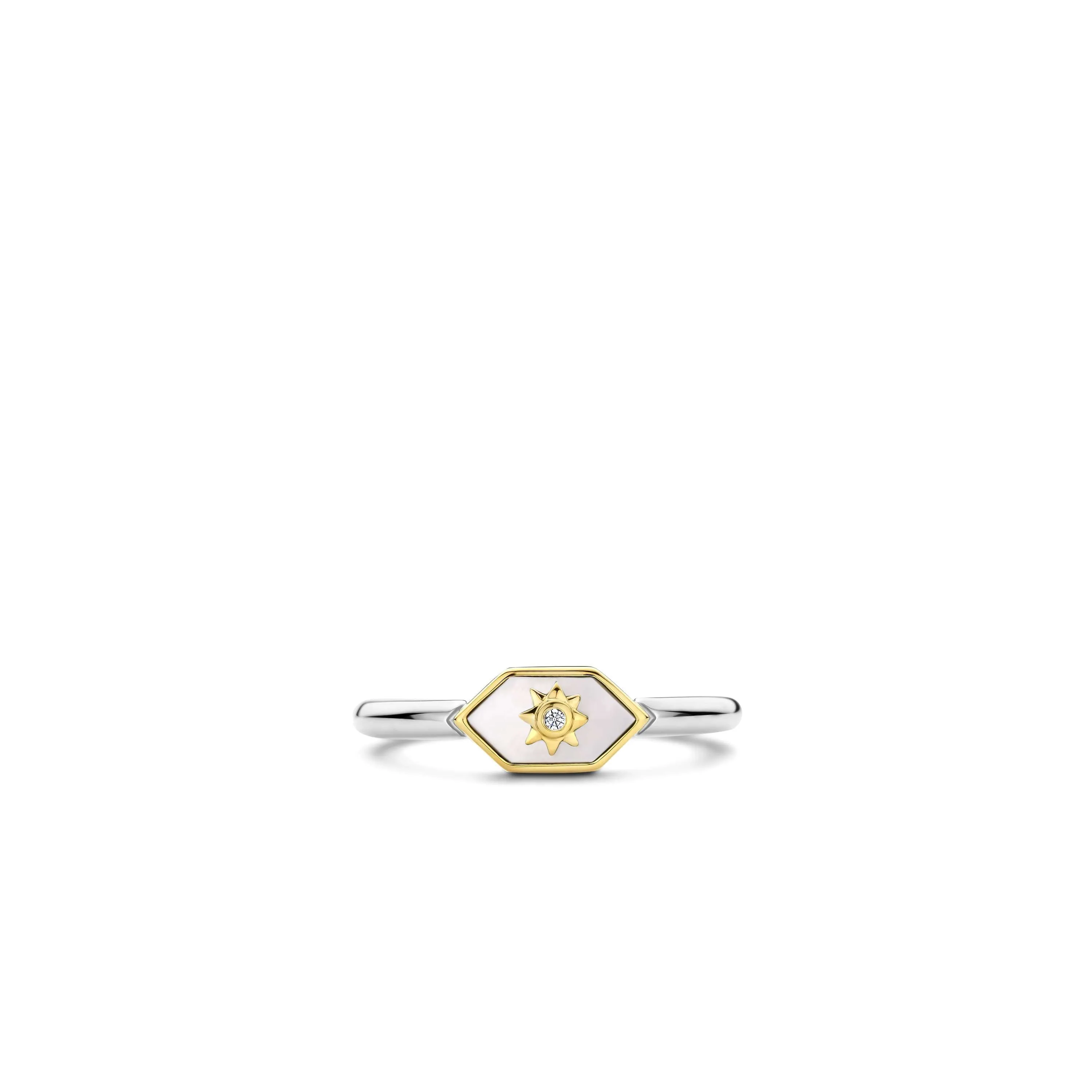 Ti Sento Milano Two-Tone Mother of Pearl Geometric Style Ring