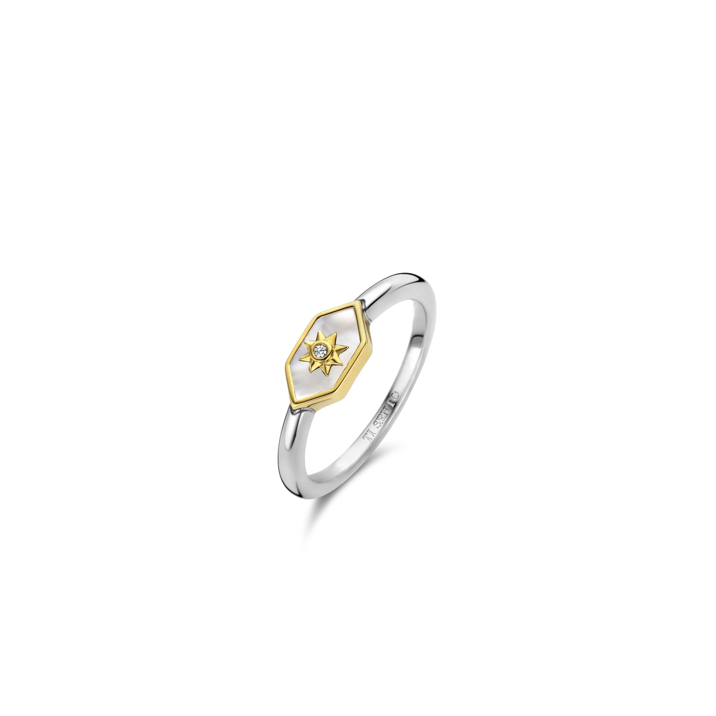 Ti Sento Milano Two-Tone Mother of Pearl Geometric Style Ring