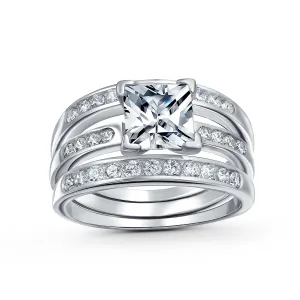 Traditional Square Cocktail Statement Ring with 2CT Princess Cut CZ Sterling Silver