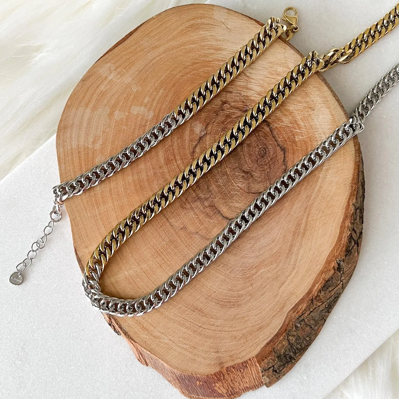 Two Toned Cuban Chain Necklace