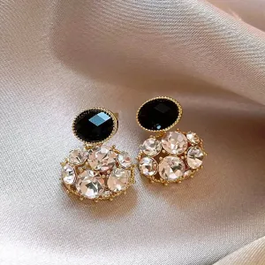 Unique Mosaic Zircon Black Oil Simple Personality Wedding New Earring