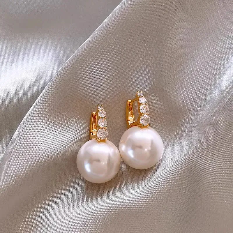 VAIGE Elegant Light Pink Simulated Pearl Drop Earrings - Luxury Fashion Jewelry for Stylish Looks