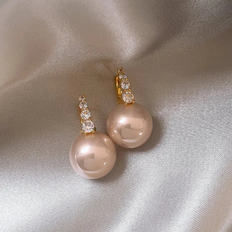 VAIGE Elegant Light Pink Simulated Pearl Drop Earrings - Luxury Fashion Jewelry for Stylish Looks