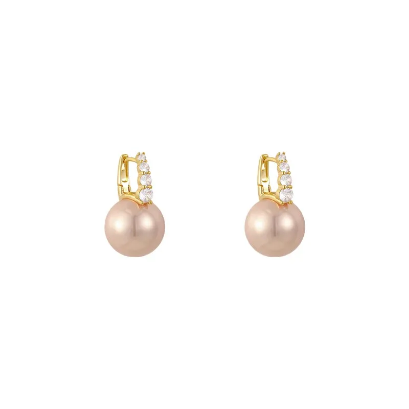 VAIGE Elegant Light Pink Simulated Pearl Drop Earrings - Luxury Fashion Jewelry for Stylish Looks