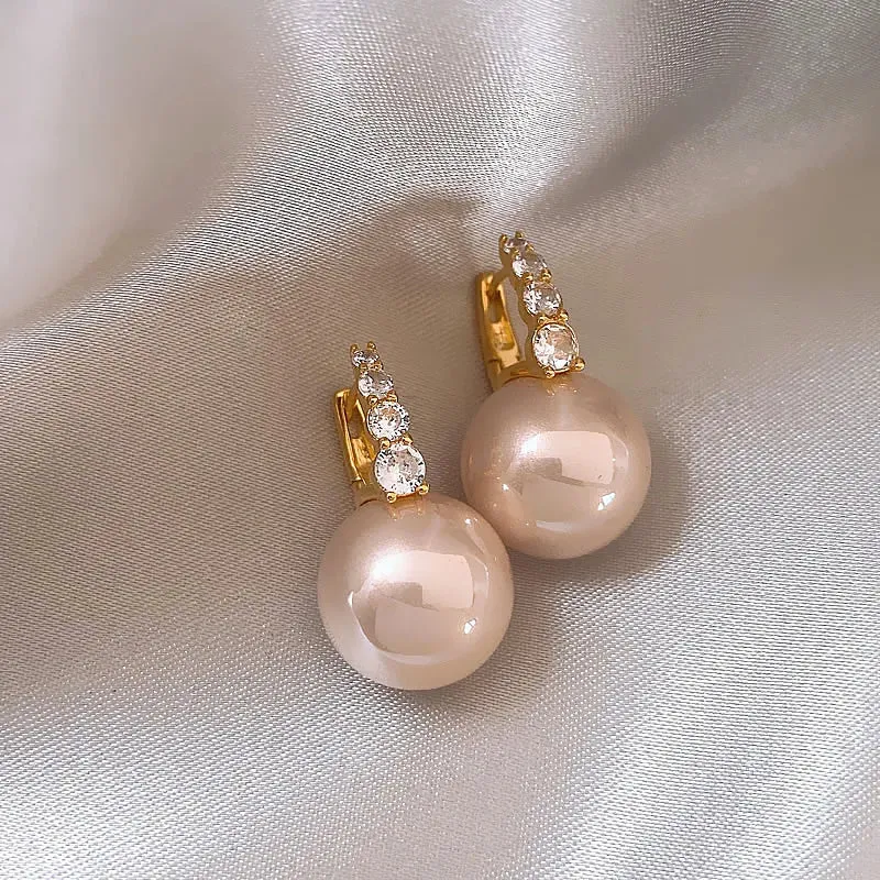 VAIGE Elegant Light Pink Simulated Pearl Drop Earrings - Luxury Fashion Jewelry for Stylish Looks