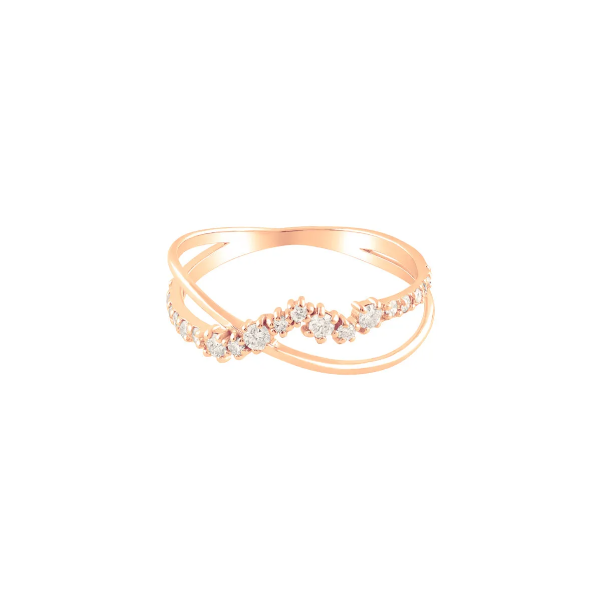 Wave Diamond Double Ring