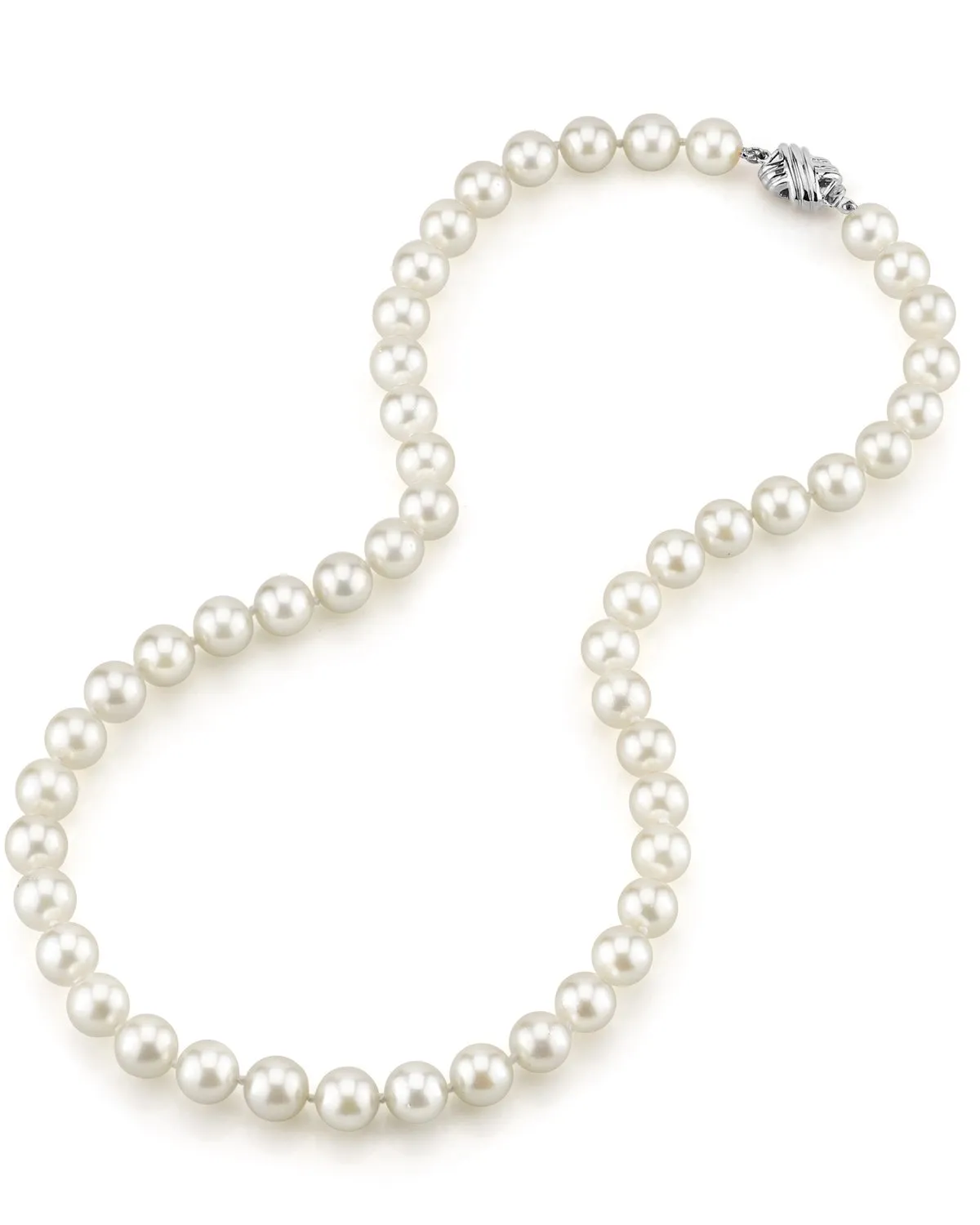 White Japanese Akoya Pearl Necklace, 8.0-8.5mm - AA  Quality