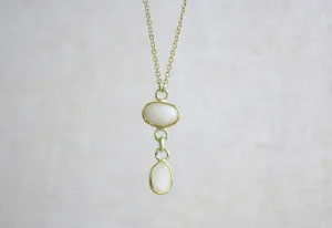 White Pebble Double Drop Necklace